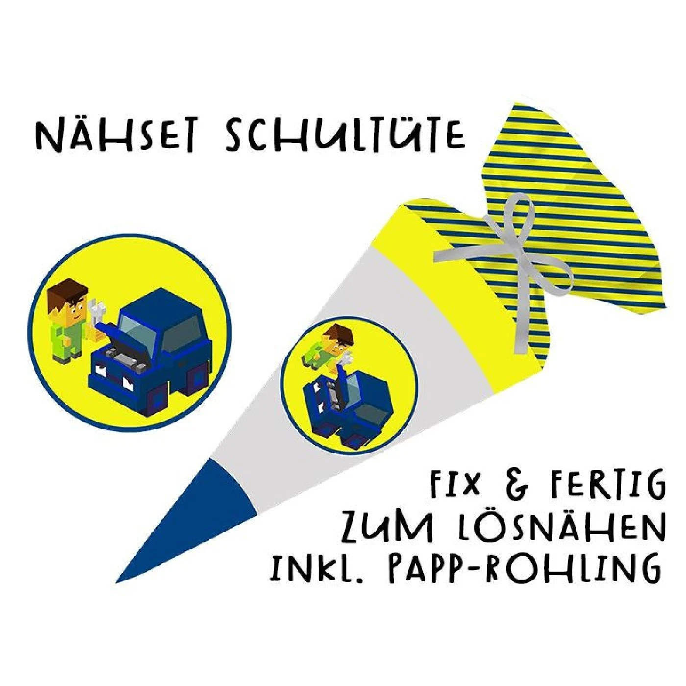 Schultüte Auto, Nähset Mit Rohling 3 Schultüte Auto, Nähset Mit Rohling