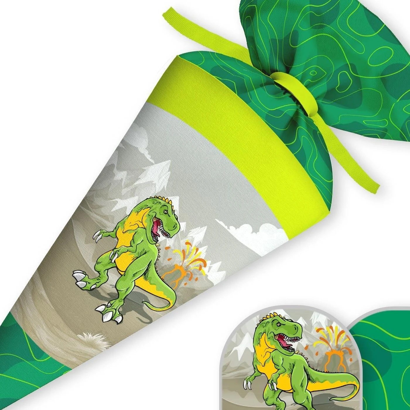 Schultüte Dino & Vulkan, Nähset Mit Rohling 4 Schultüte Dino & Vulkan, Nähset Mit Rohling – Bild 2