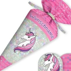 Schultüte Einhorn & Sterne, Nähset Mit Rohling -STOFFWELTEN Verkäufe schultuete einhorn sterne naehset mit rohling 23