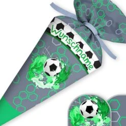 Schultüte Fussball Grafisch, Nähset Mit Rohling -STOFFWELTEN Verkäufe schultuete fussball grafisch naehset mit rohling 13