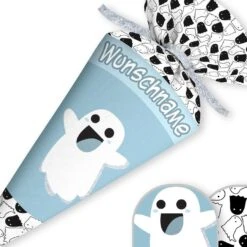 Schultüte Gespenst Blau, Nähset Mit Rohling -STOFFWELTEN Verkäufe schultuete gespenst blau naehset mit rohling 13