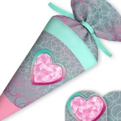 Schultüte Herz Grafisch, Nähset Mit Rohling -STOFFWELTEN Verkäufe schultuete herz grafisch naehset mit rohling 12