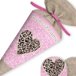 Schultüte Herz Leoparden Look, Nähset Mit Rohling -STOFFWELTEN Verkäufe schultuete herz leoparden look naehset mit rohling 13