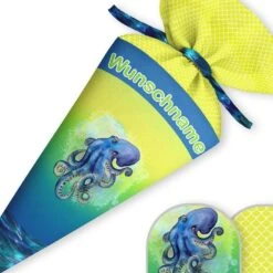 Schultüte Oktopus, Nähset Mit Rohling -STOFFWELTEN Verkäufe schultuete oktopus naehset mit rohling 13