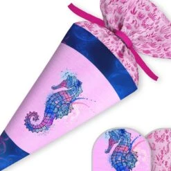 Schultüte Seepferdchen, Nähset Mit Rohling -STOFFWELTEN Verkäufe schultuete seepferdchen naehset mit rohling 12