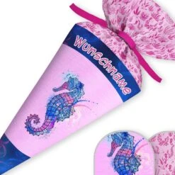 Schultüte Seepferdchen, Nähset Mit Rohling -STOFFWELTEN Verkäufe schultuete seepferdchen naehset mit rohling 13