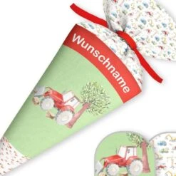 Schultüte Trecker, Nähset Mit Rohling -STOFFWELTEN Verkäufe schultuete trecker naehset mit rohling 23